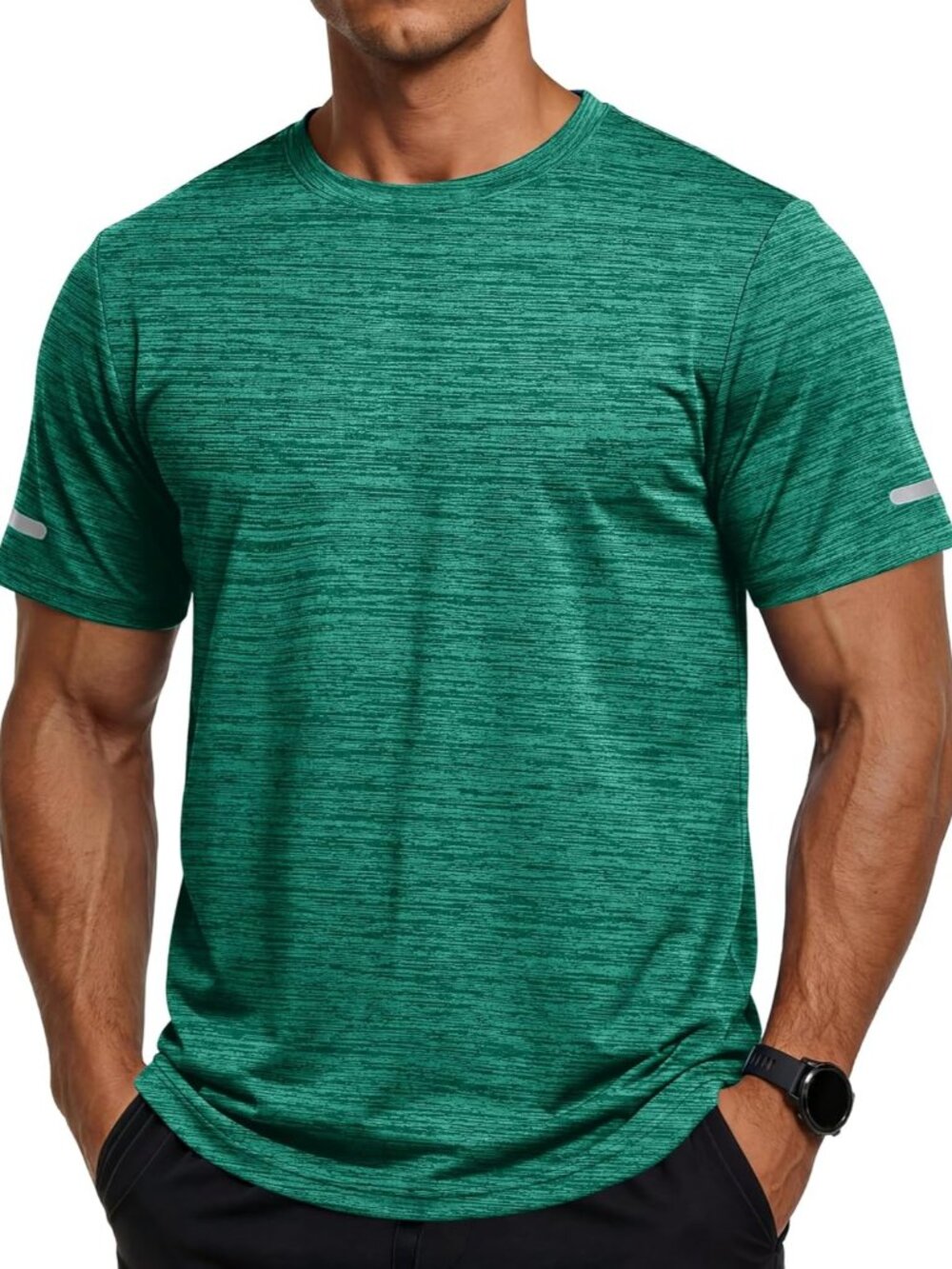 Men’s Jade Green Quick-Dry Athletic Gym T-Shirt – Moisture Wicking Crewneck